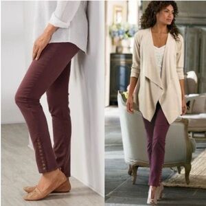 Soft Surroundings Metro Plum Purple Pull On Stretch Ankle Pants Small Tall